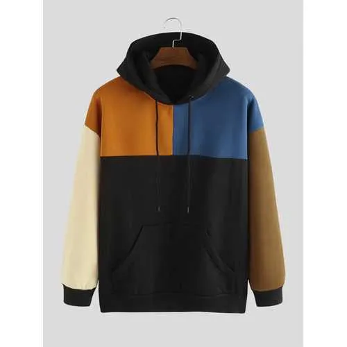 Mens Patchwork Contrast Color Hoodies