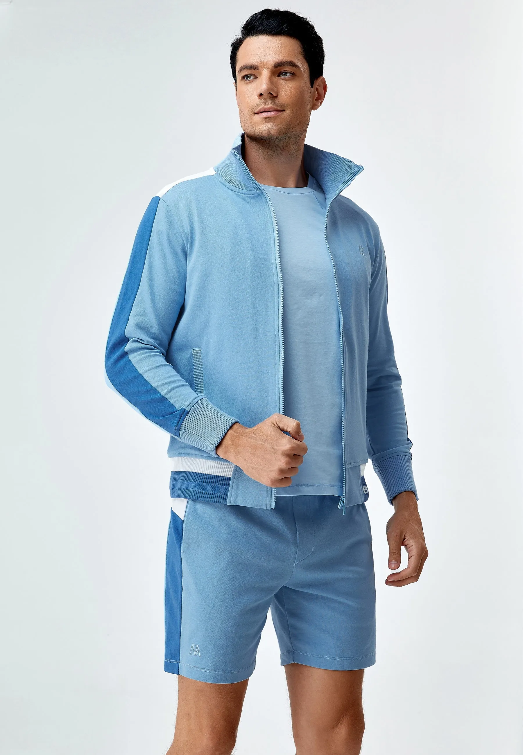 Men’s Two-Tone Full-Zip Cotton Tracksuit Jacket