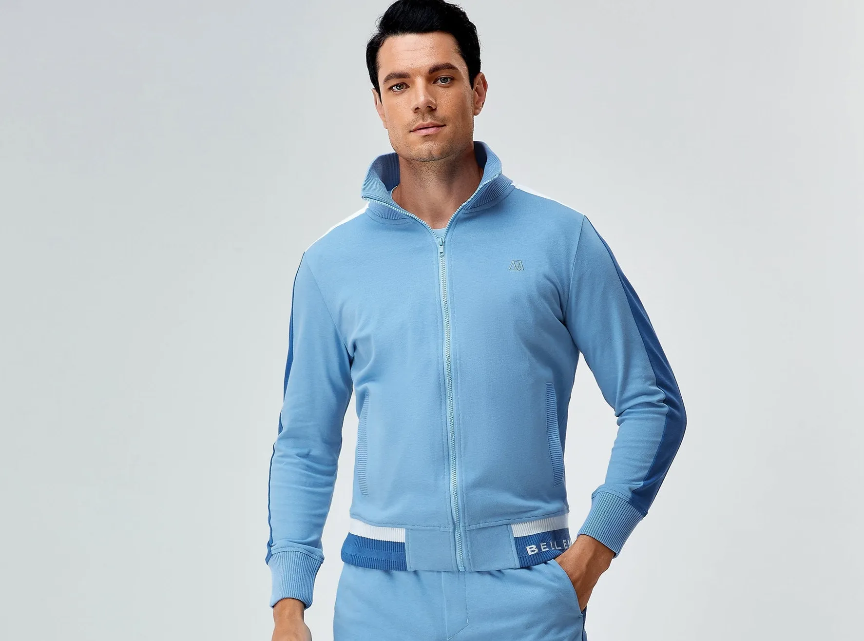 Men’s Two-Tone Full-Zip Cotton Tracksuit Jacket