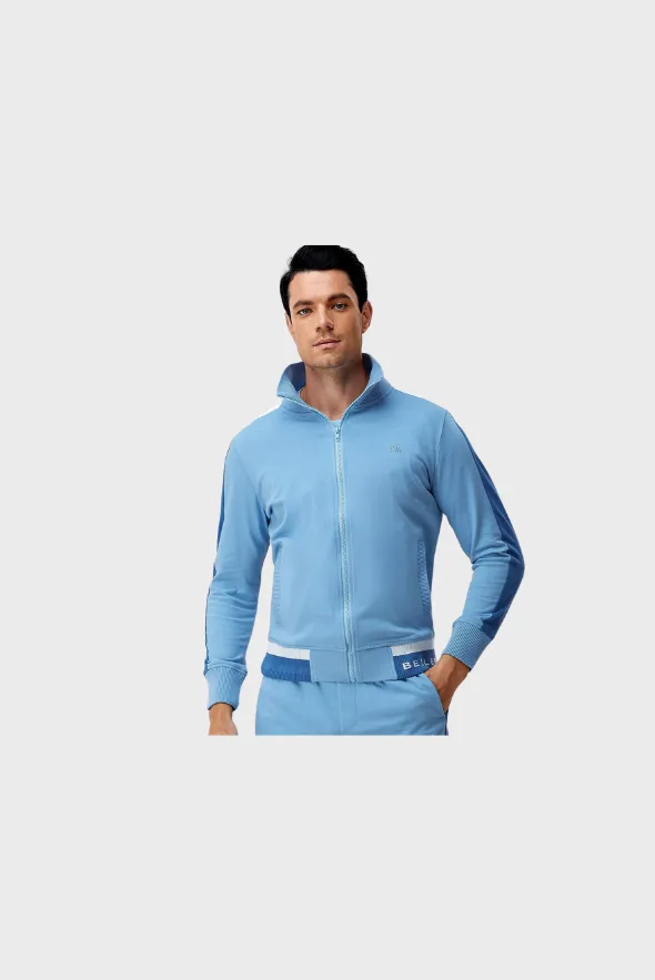 Men’s Two-Tone Full-Zip Cotton Tracksuit Jacket