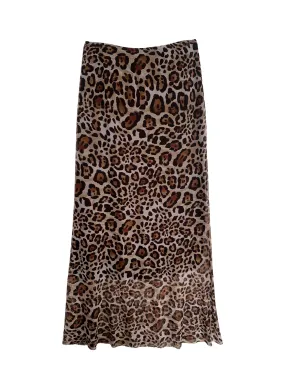 Mesh Maxi Slip Skirt - Leopard