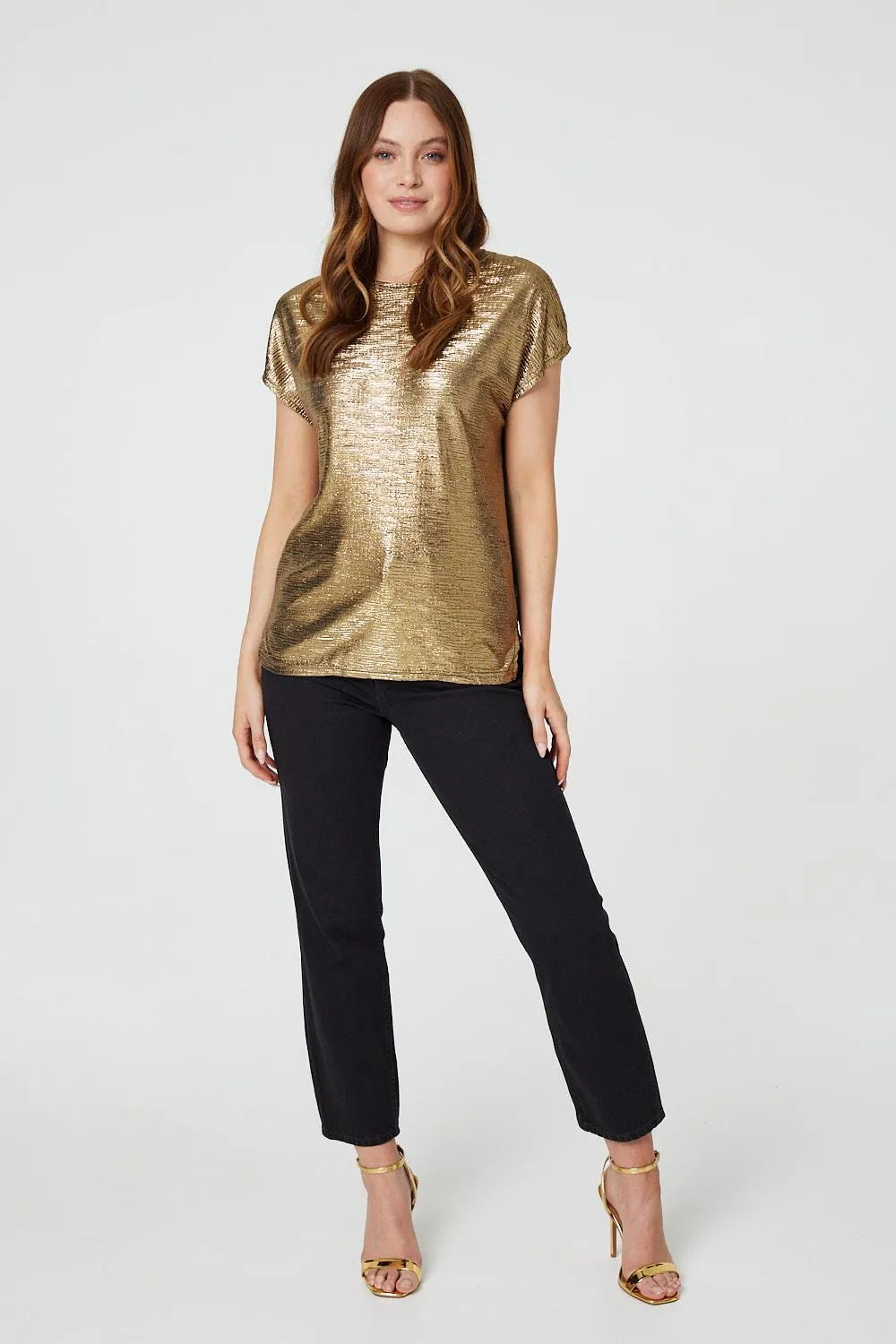 Metallic Front Relaxed T-Shirt