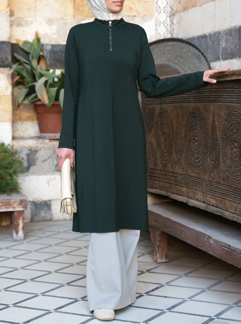 Modal and Cotton Jersey Zipped Tunic