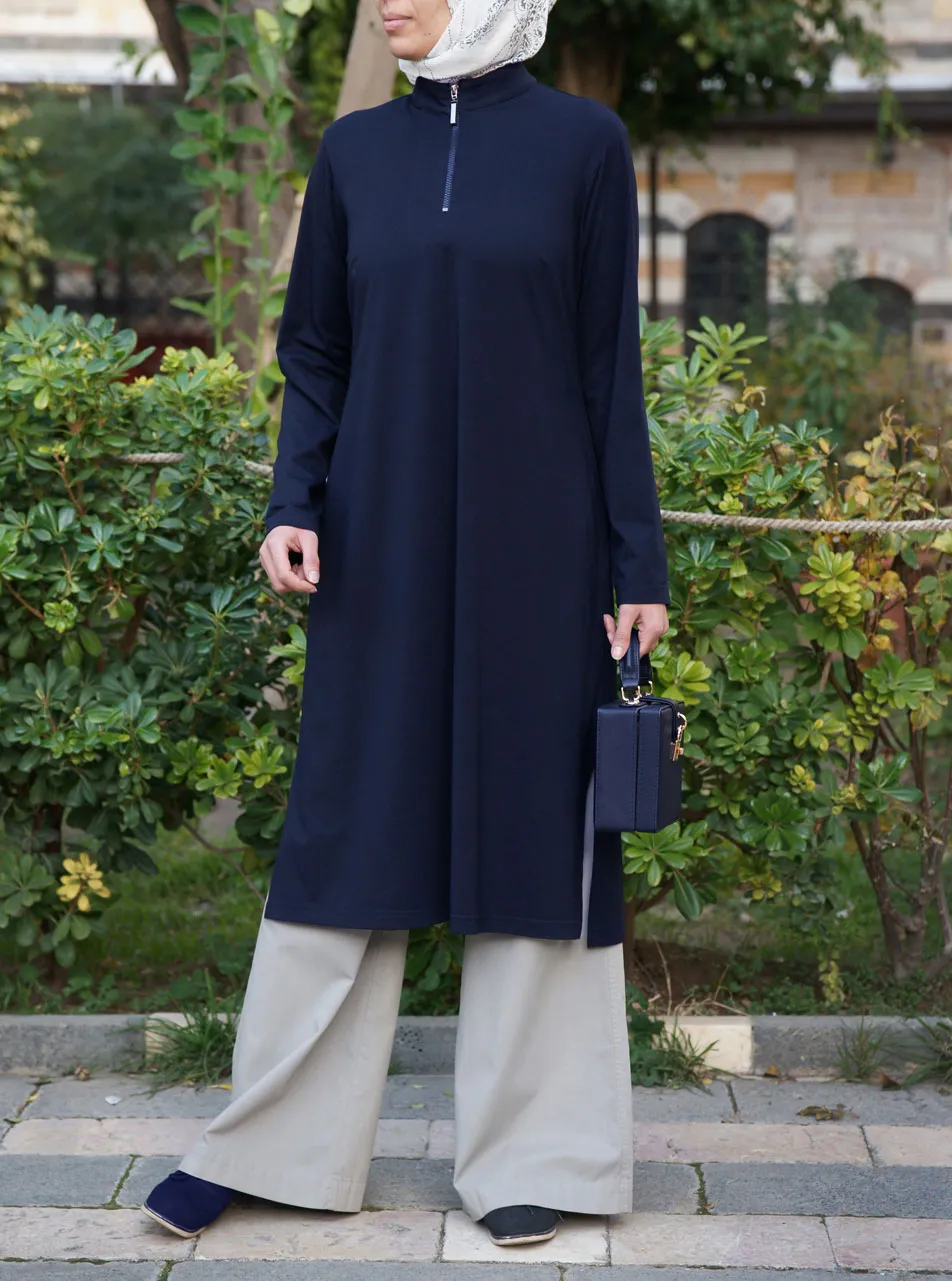 Modal and Cotton Jersey Zipped Tunic