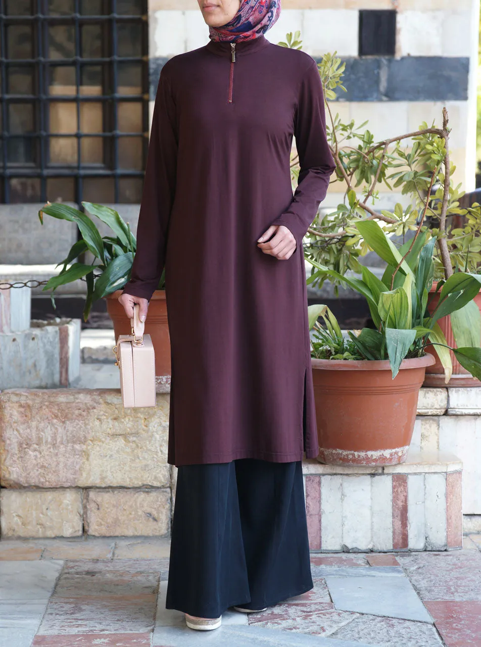 Modal and Cotton Jersey Zipped Tunic