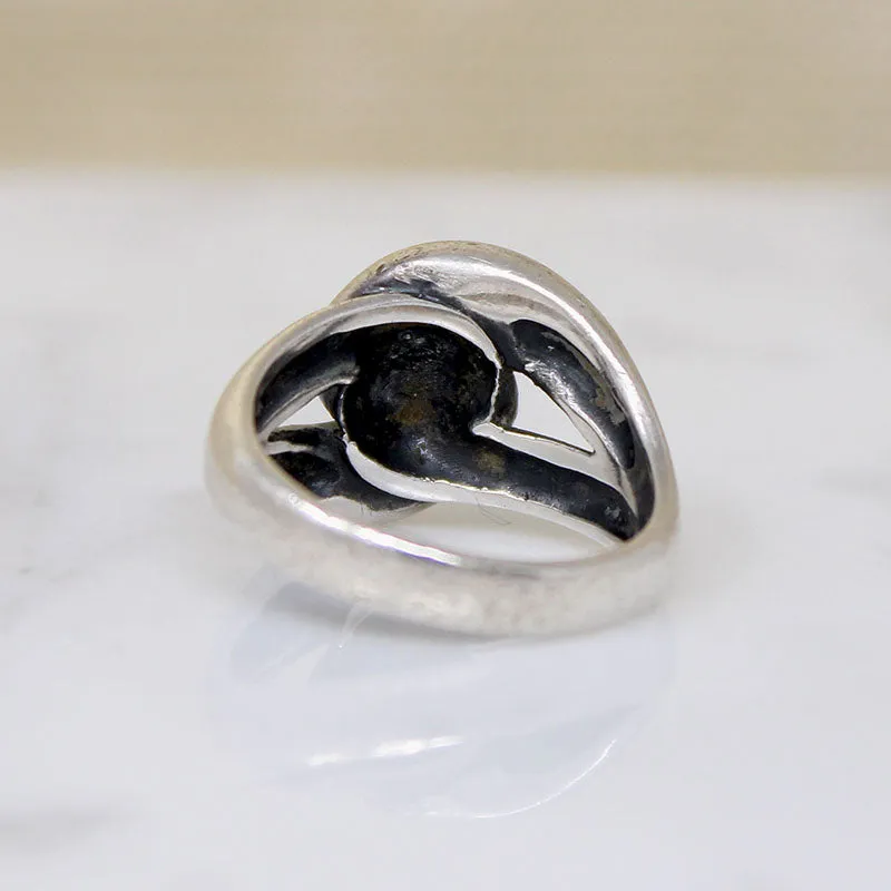 Modernist Double Looped Sterling Silver Dome Ring