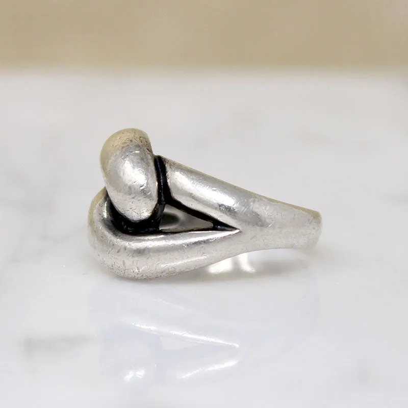 Modernist Double Looped Sterling Silver Dome Ring