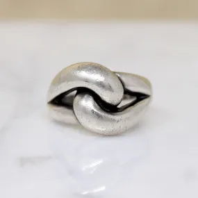 Modernist Double Looped Sterling Silver Dome Ring