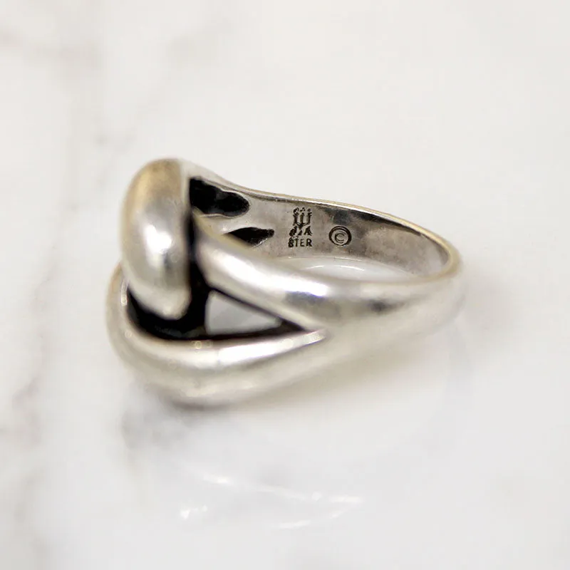 Modernist Double Looped Sterling Silver Dome Ring