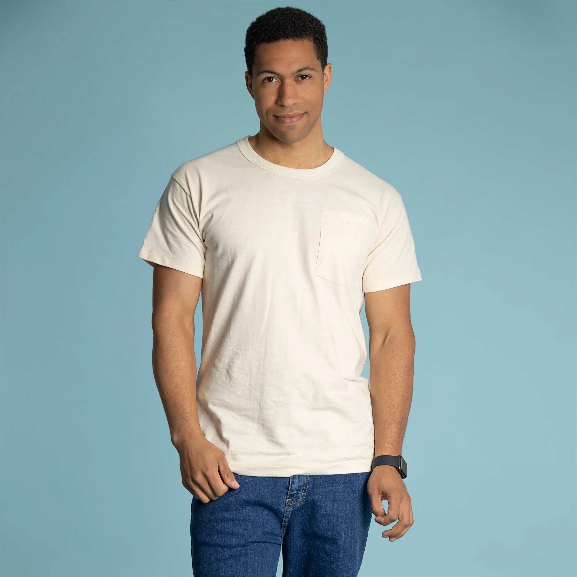 MONTECITO 100% Organic Cotton Pocket T-Shirt (Grown & Made in USA) (Elastic-free, Latex-free) (Unisex)