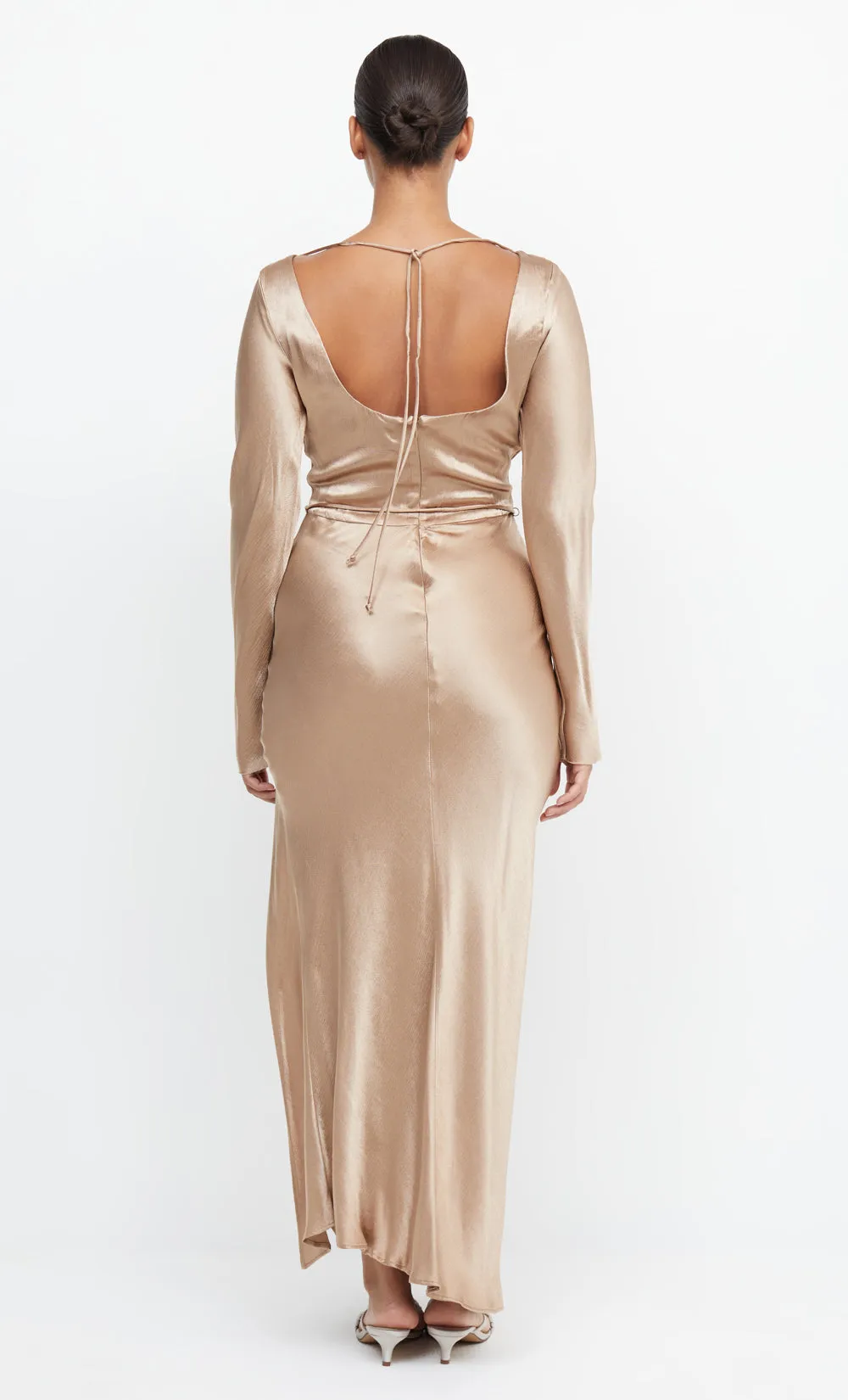 MOON DANCE LONG SLEEVE MAXI DRESS - GOLDEN