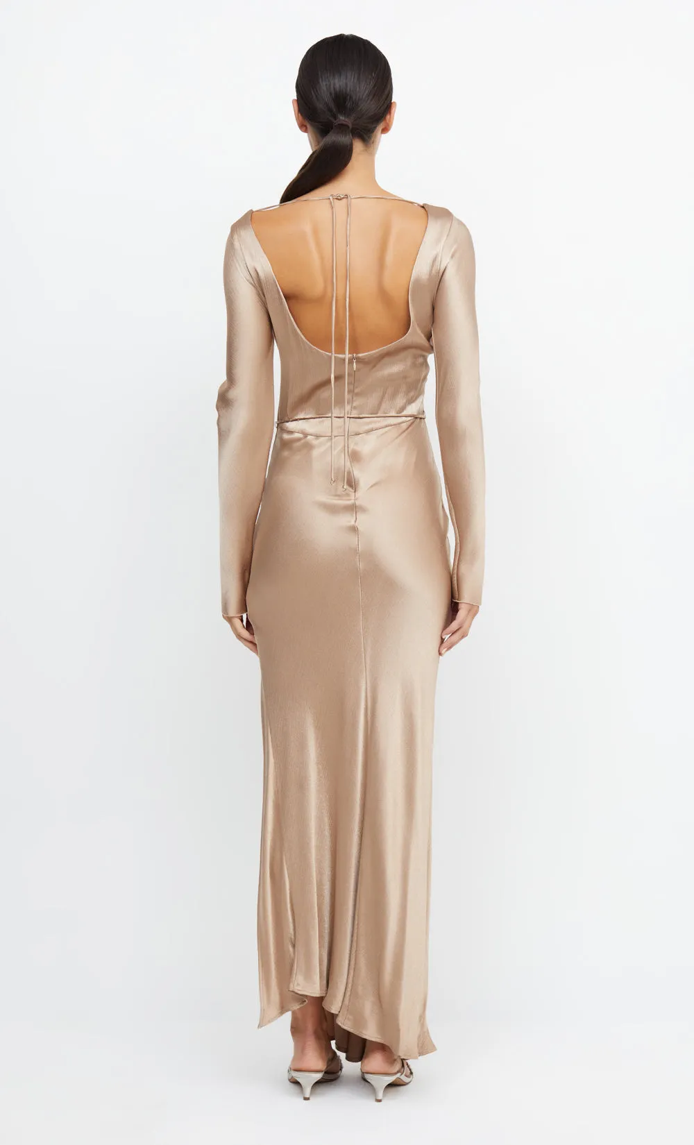 MOON DANCE LONG SLEEVE MAXI DRESS - GOLDEN