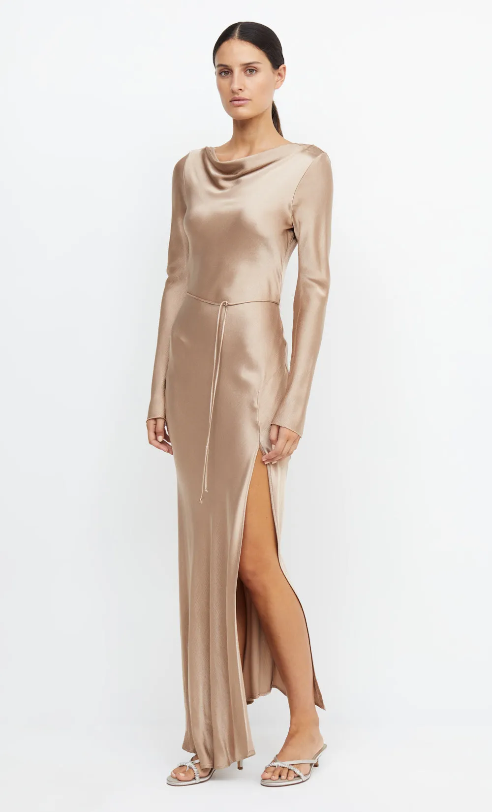 MOON DANCE LONG SLEEVE MAXI DRESS - GOLDEN