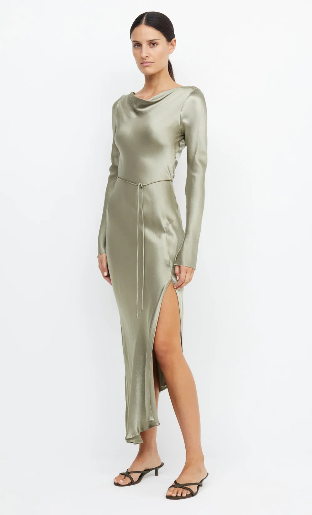 MOON DANCE LONG SLEEVE MAXI DRESS - SAGE