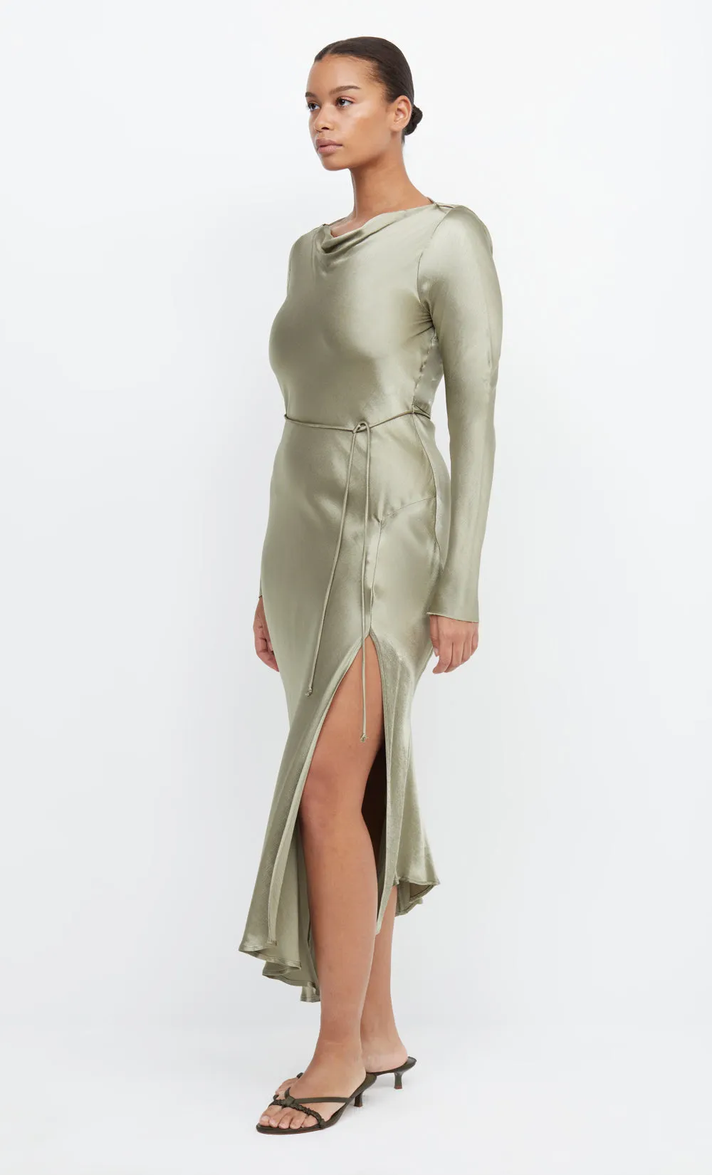 MOON DANCE LONG SLEEVE MAXI DRESS - SAGE