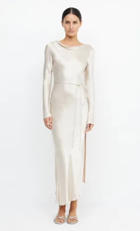 MOON DANCE LONG SLEEVE MAXI DRESS - SAND