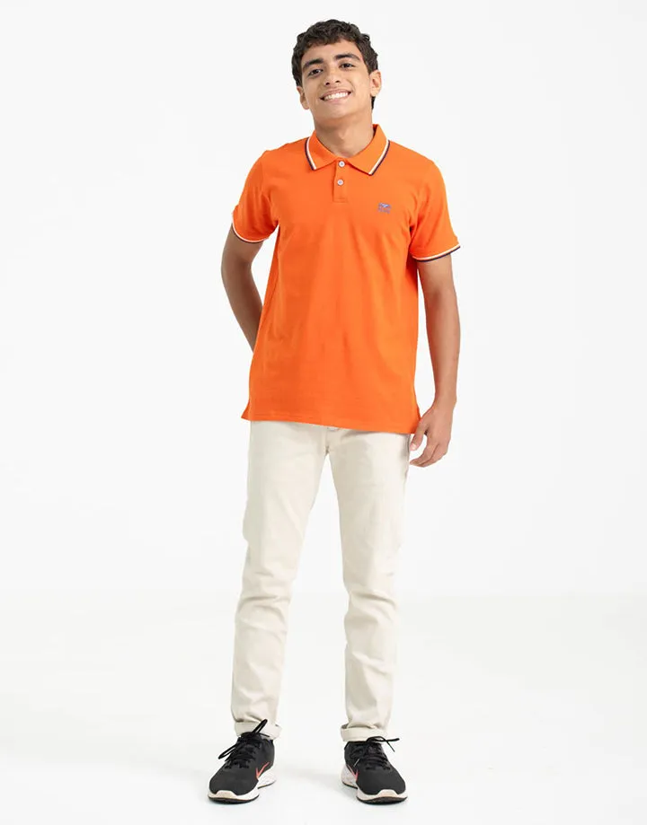 Moose Boys Polo T-Shirt with Thin Contrast Tipping