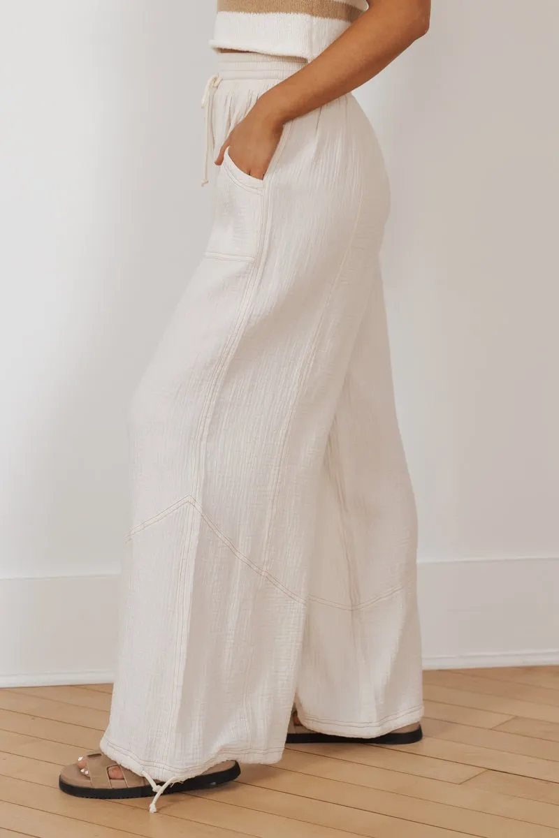 MUSE Cream Drawstring Parachute Pants - FINAL SALE