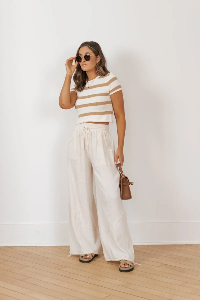 MUSE Cream Drawstring Parachute Pants - FINAL SALE