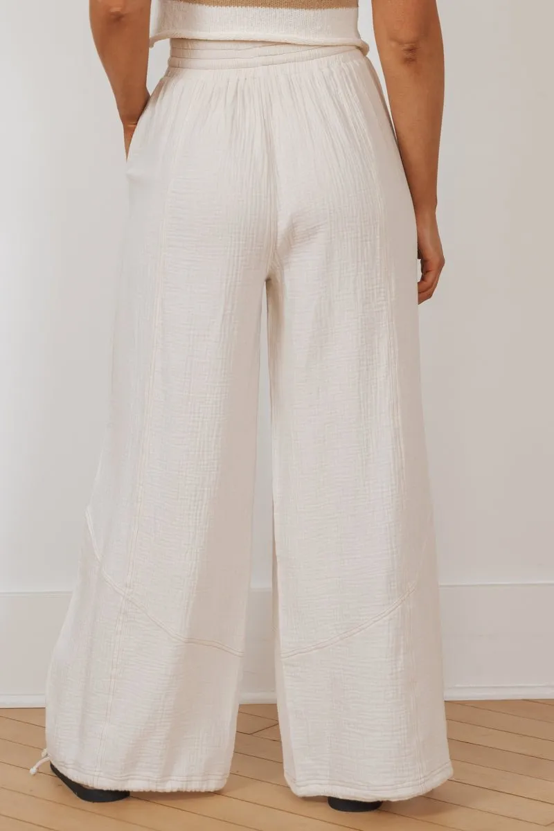 MUSE Cream Drawstring Parachute Pants - FINAL SALE