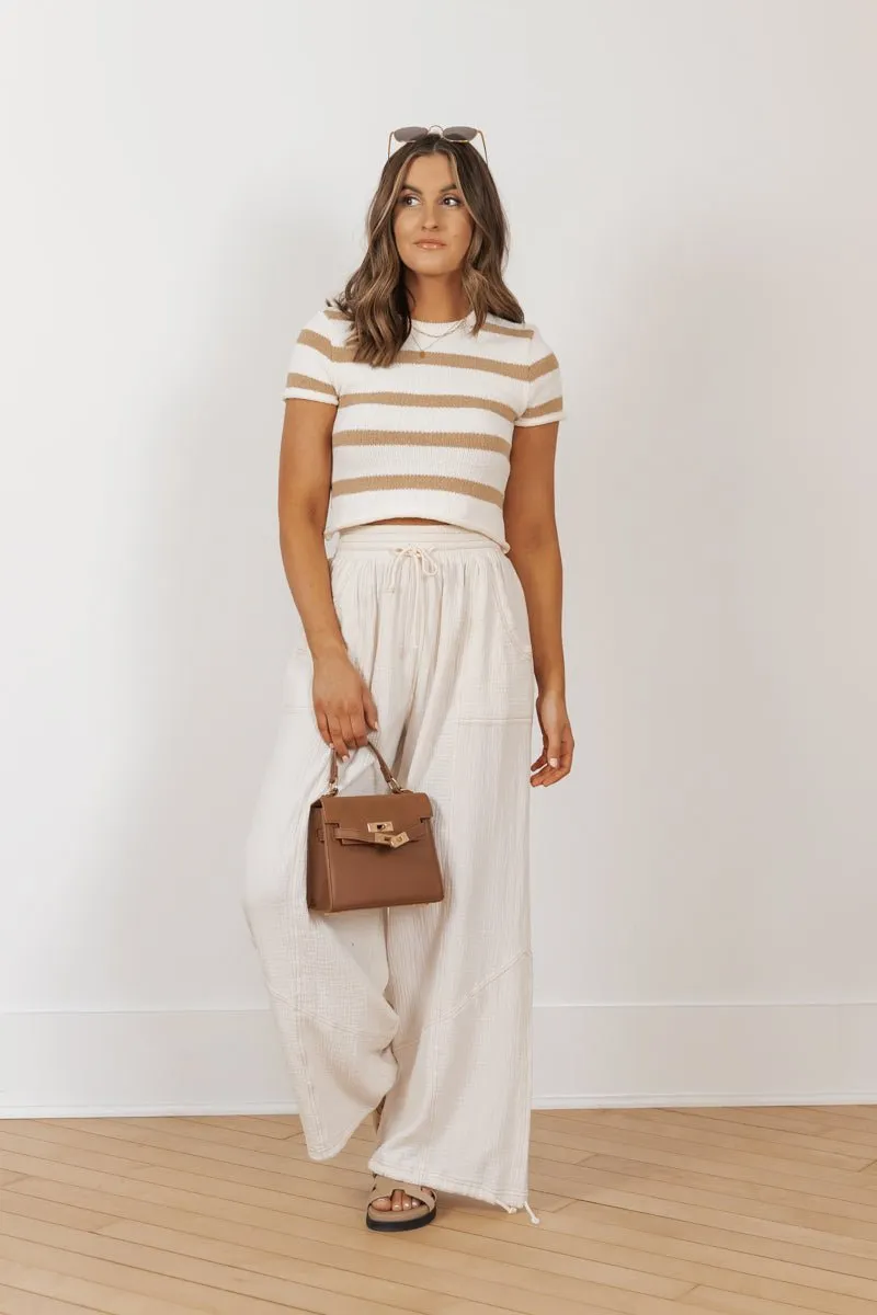 MUSE Cream Drawstring Parachute Pants - FINAL SALE