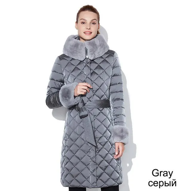 New Arrival Fashion Coats Quilted Collared Fur Casual Sweater Warm Coat Cotton Women Clothes