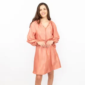 Next Long Sleeve Pink Jacquard Lightweight Flare Dress