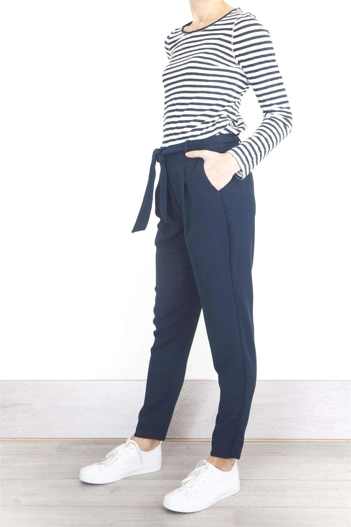 Next Navy Tapered Crop Smart Casual Trousers