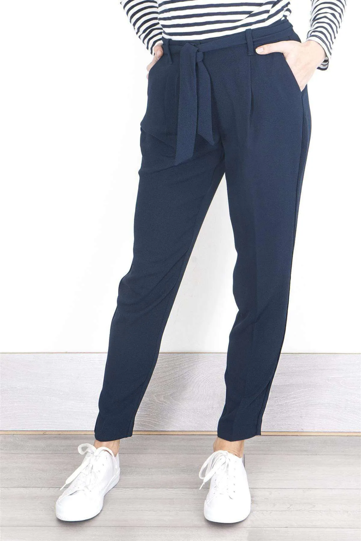 Next Navy Tapered Crop Smart Casual Trousers