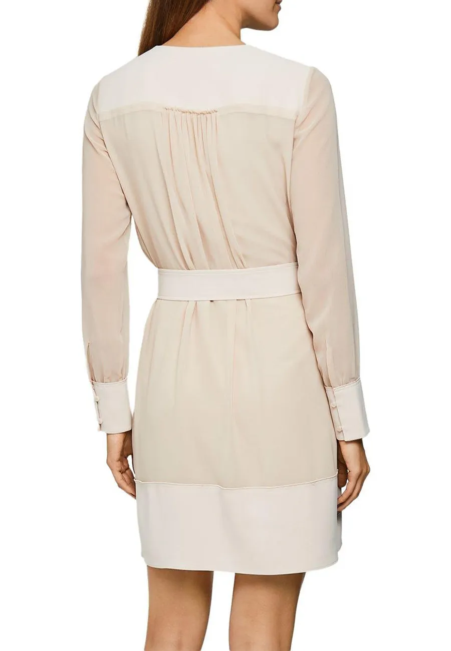 Nude Finn Long Sleeves Colourblock Belted Dress