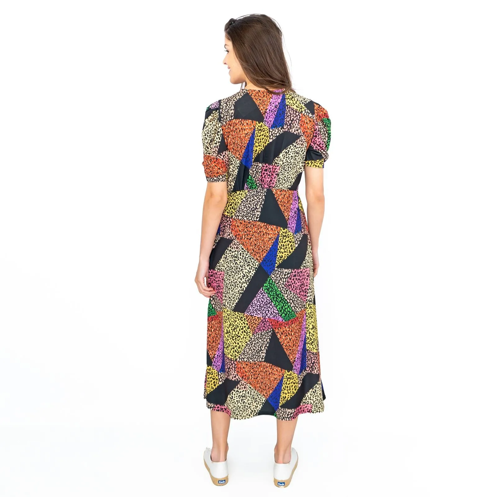 Oasis Patchwork Animal Print Midi Dress