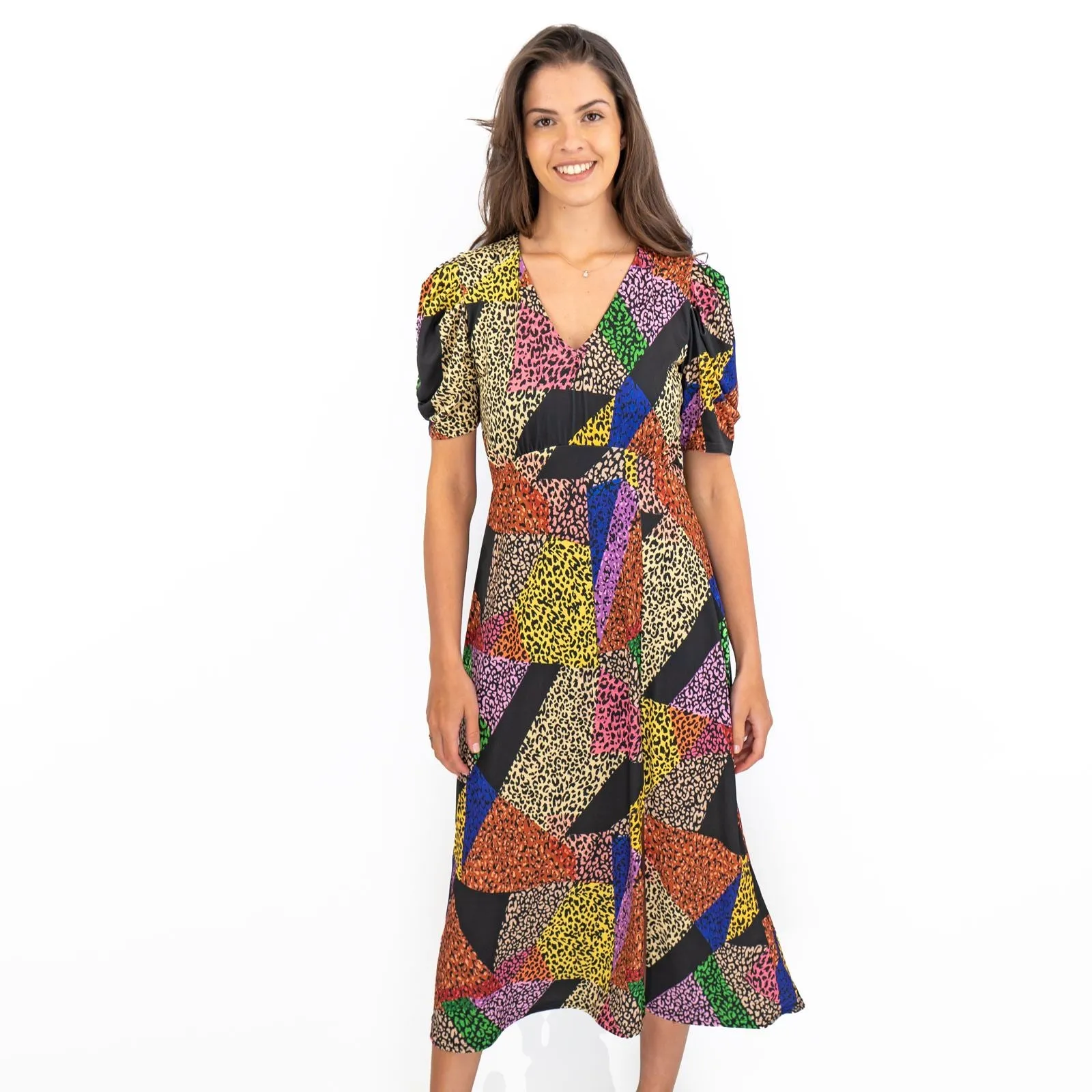 Oasis Patchwork Animal Print Midi Dress