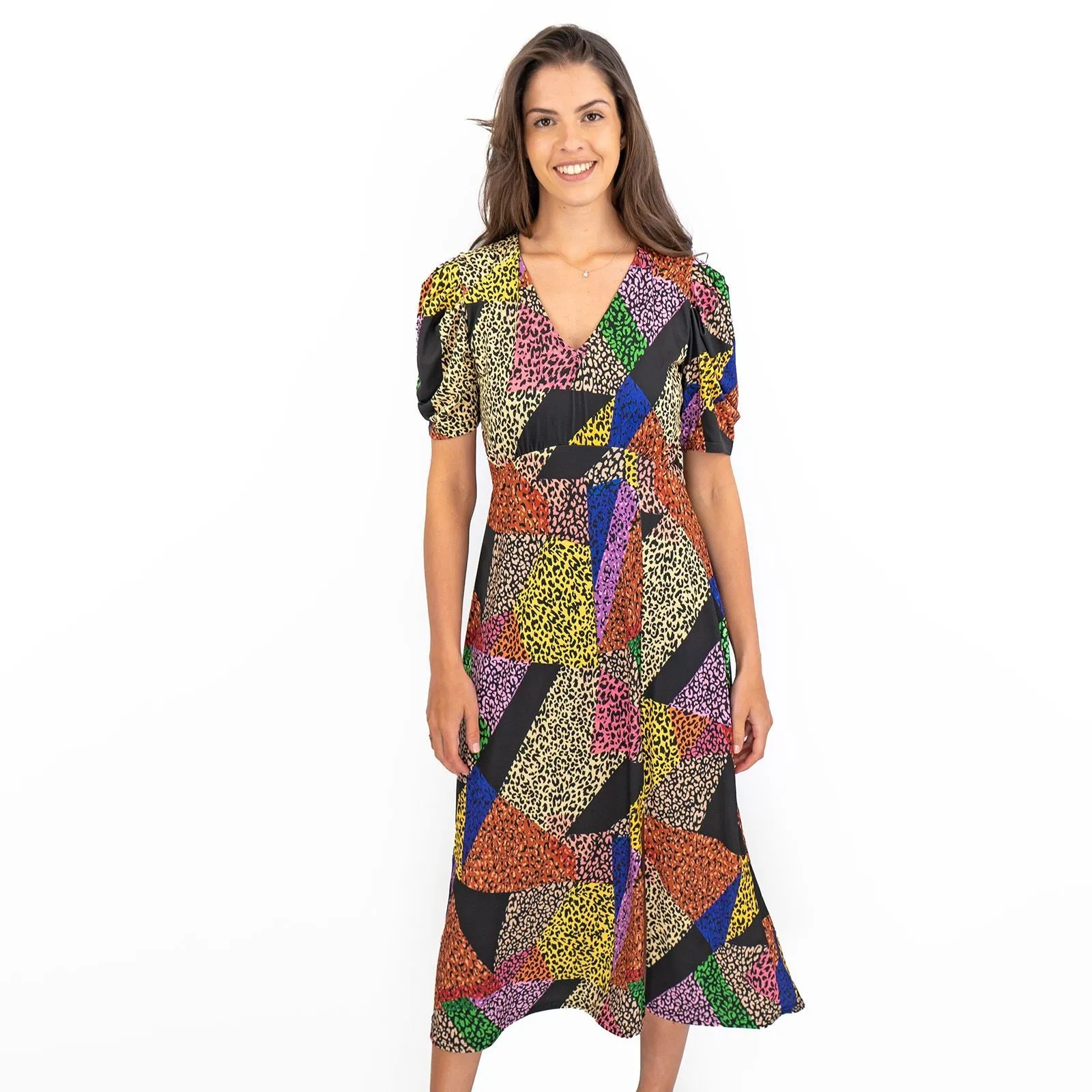 Oasis Patchwork Animal Print Midi Dress