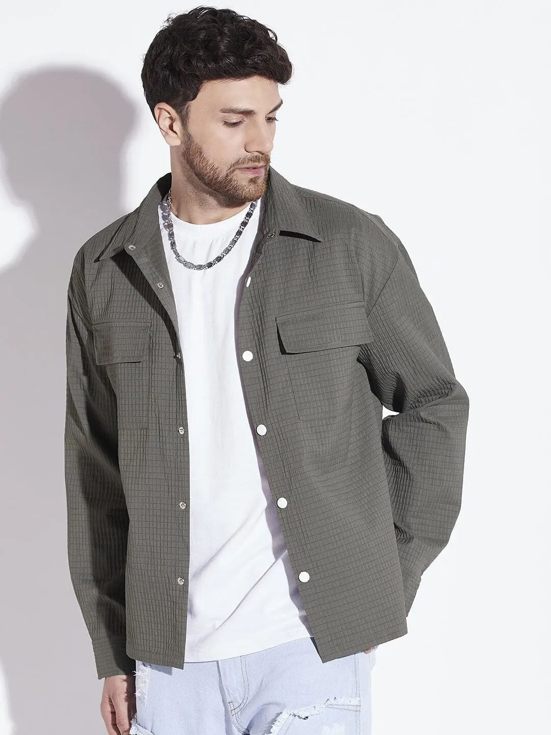 Olive Textured OverShirt