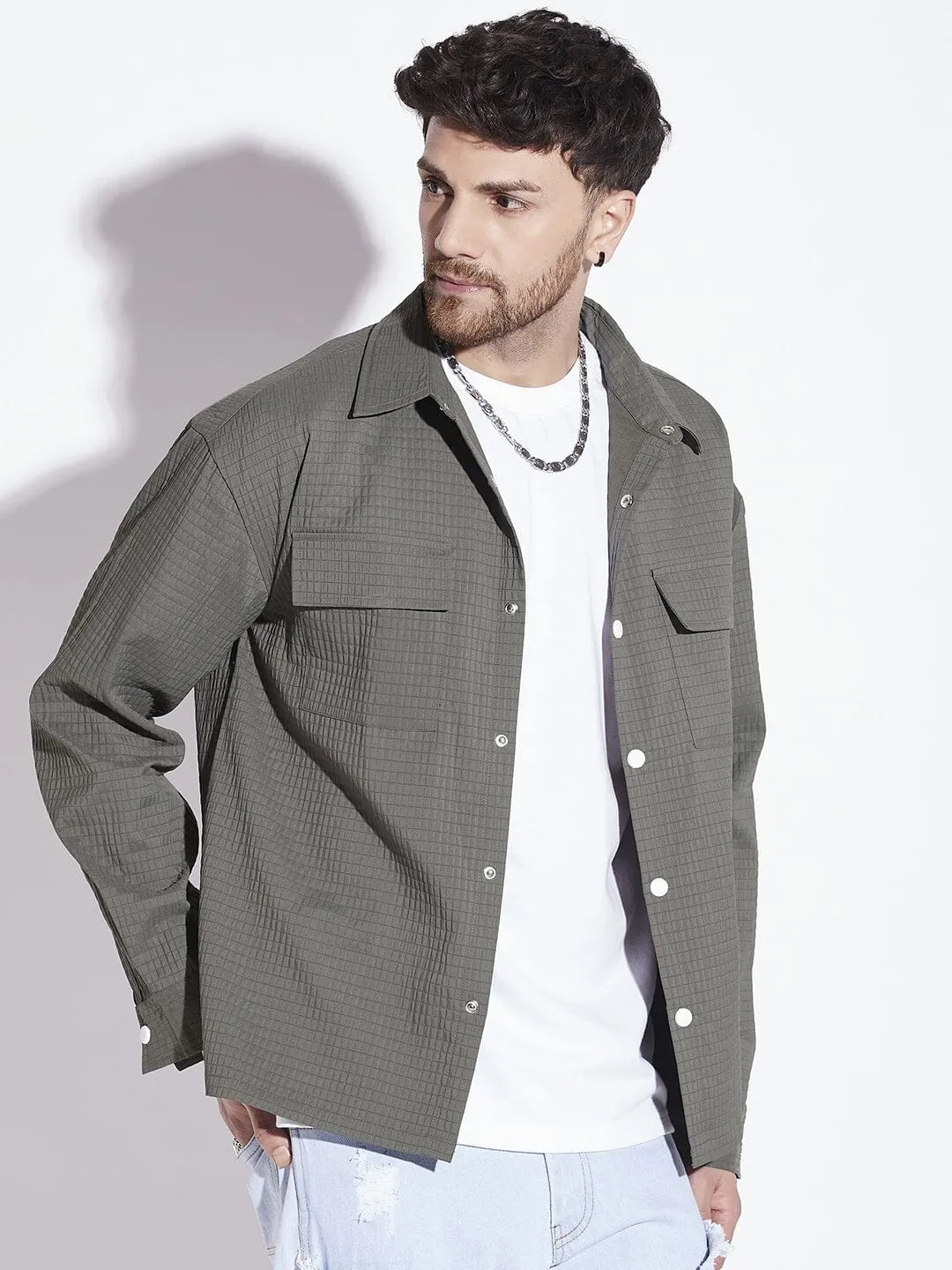 Olive Textured OverShirt