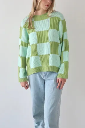 Oversize check knit sweater