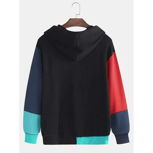 Patchwork Contrast Color Hoodies