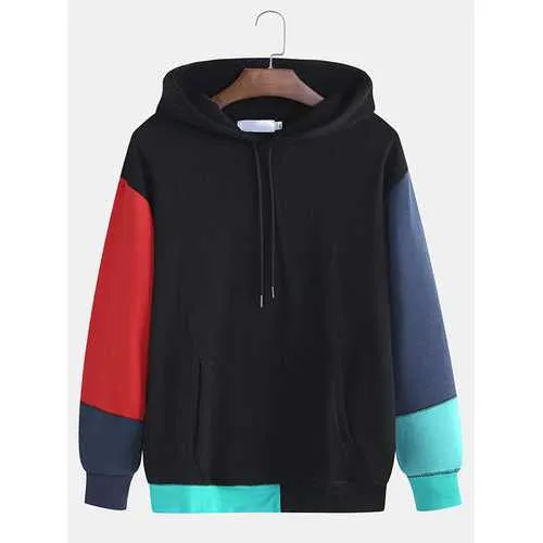 Patchwork Contrast Color Hoodies