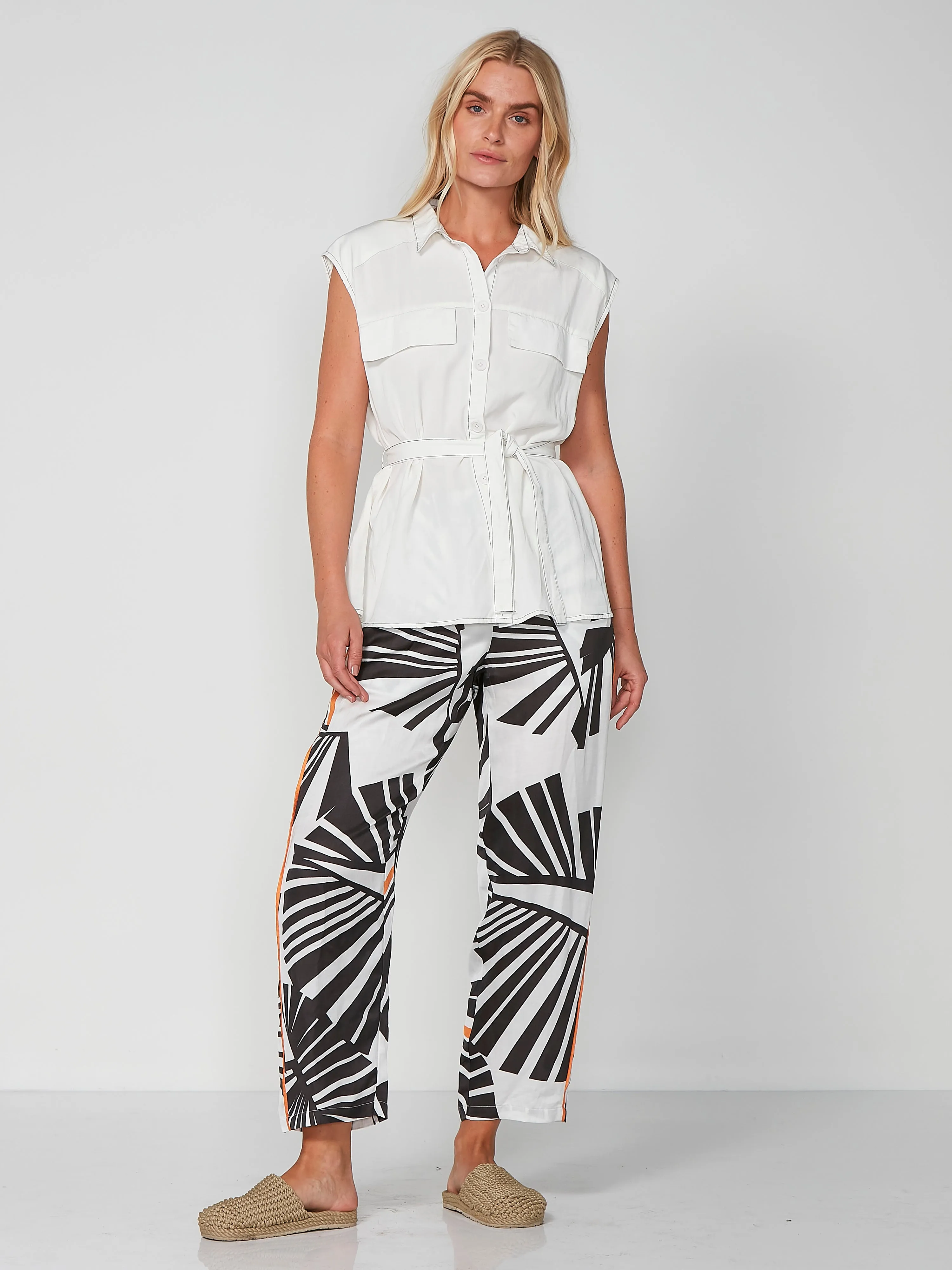 PENNY patterned trousers 7/8 - Black mix