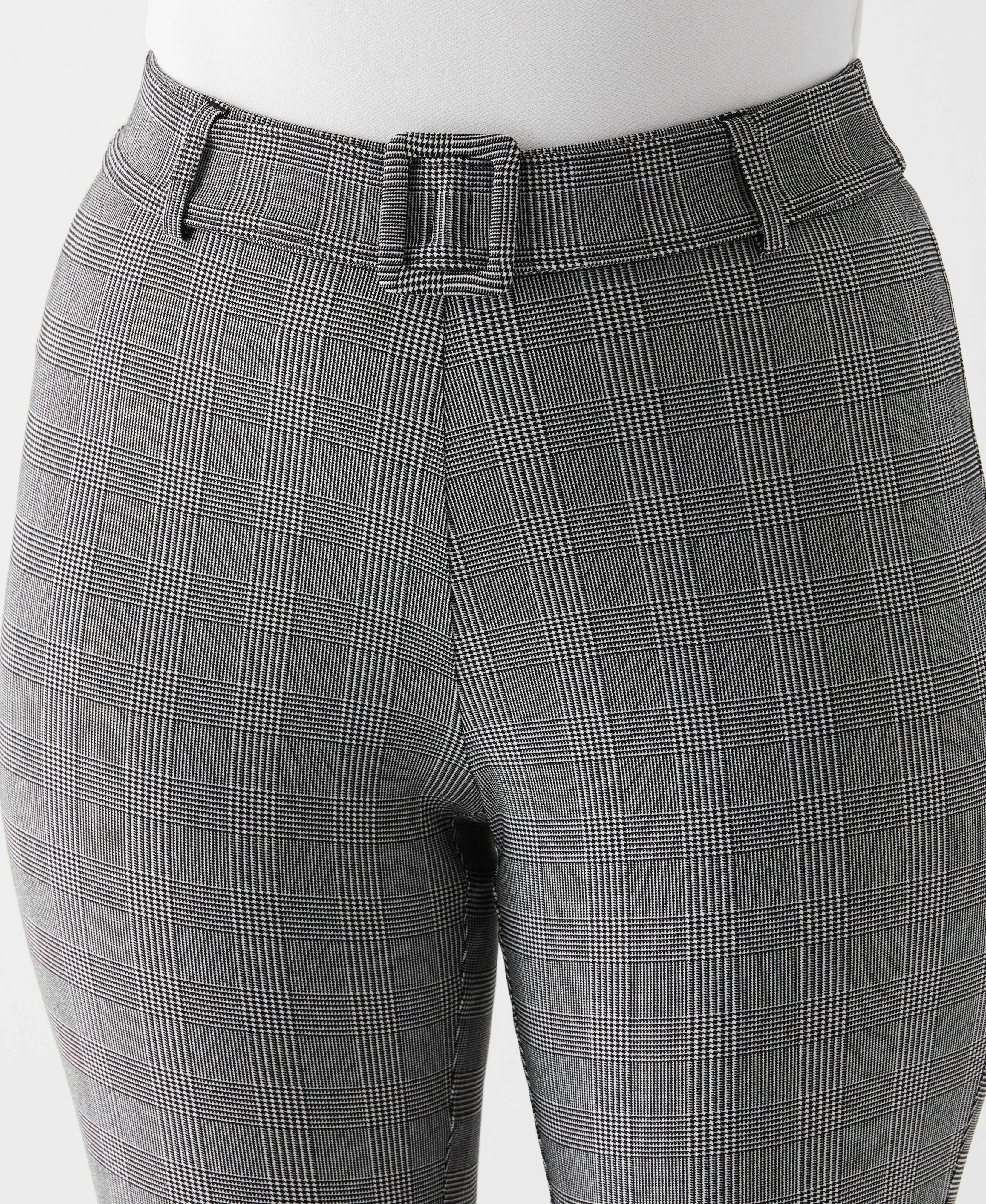 Petite Checkered Pleated Pant with Belt