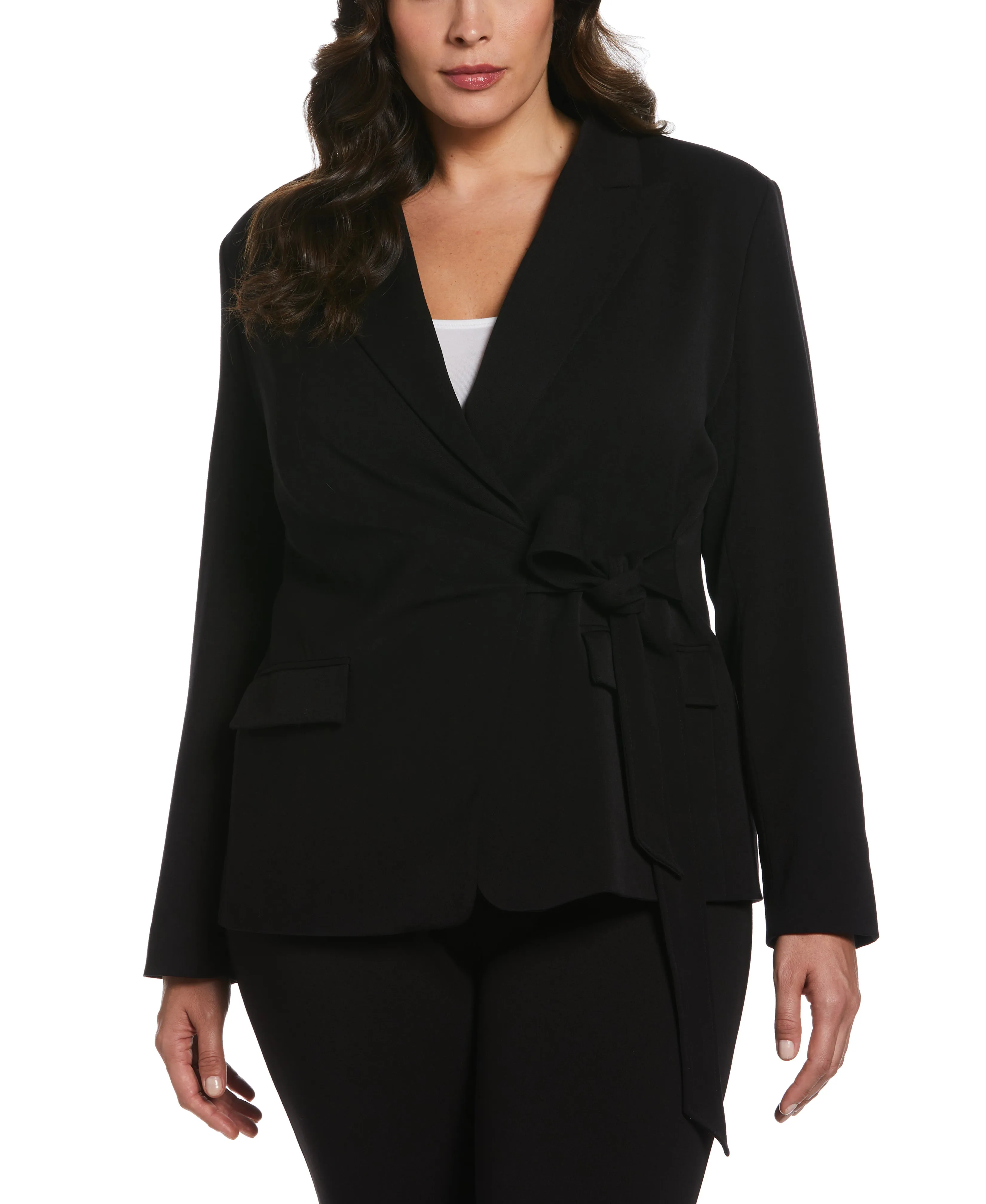 Plus Size Front-Tie Wrap Blazer