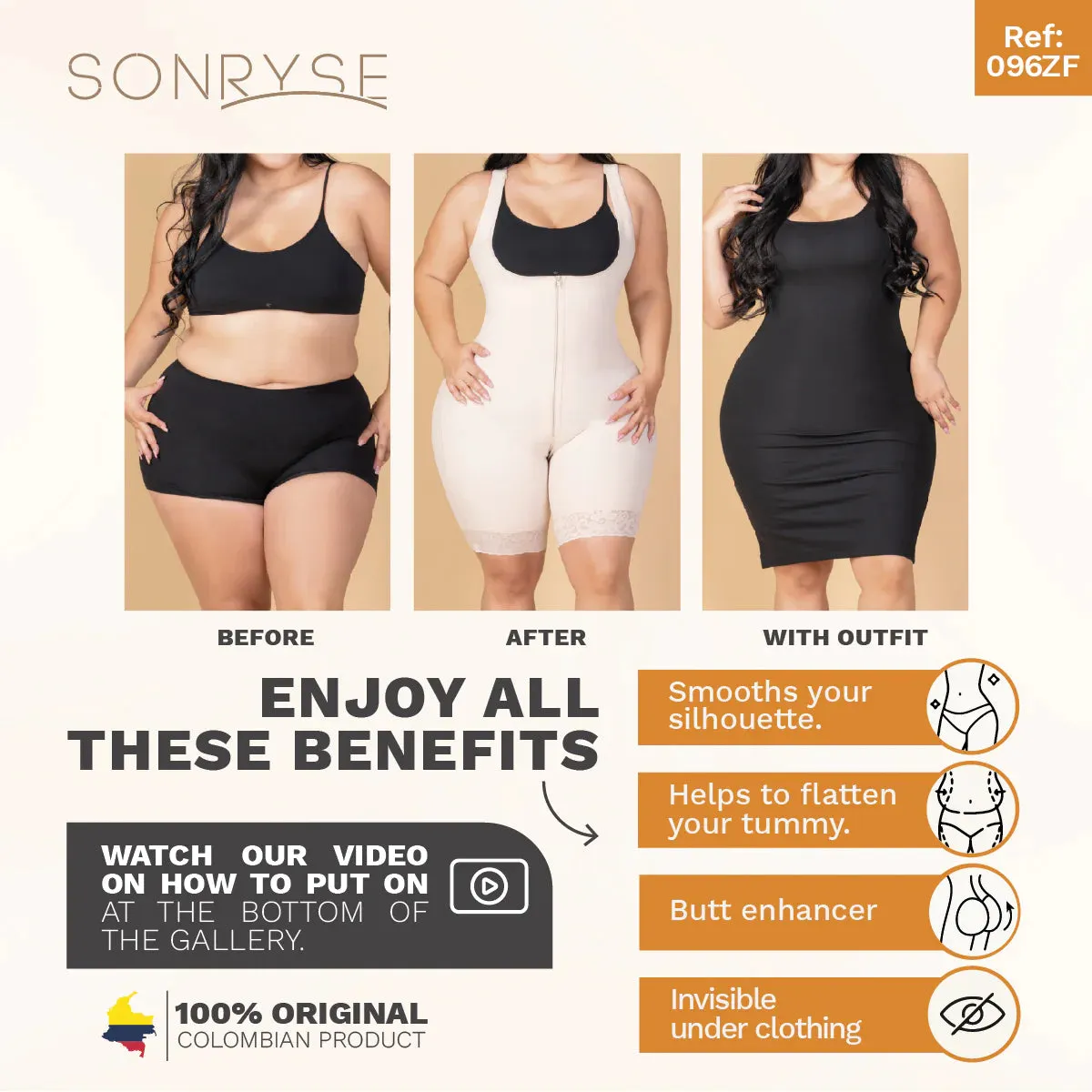 Postsurgical Compression Garment & Daily Use Open bust Butt lifting effect Fajas Sonryse 096ZF