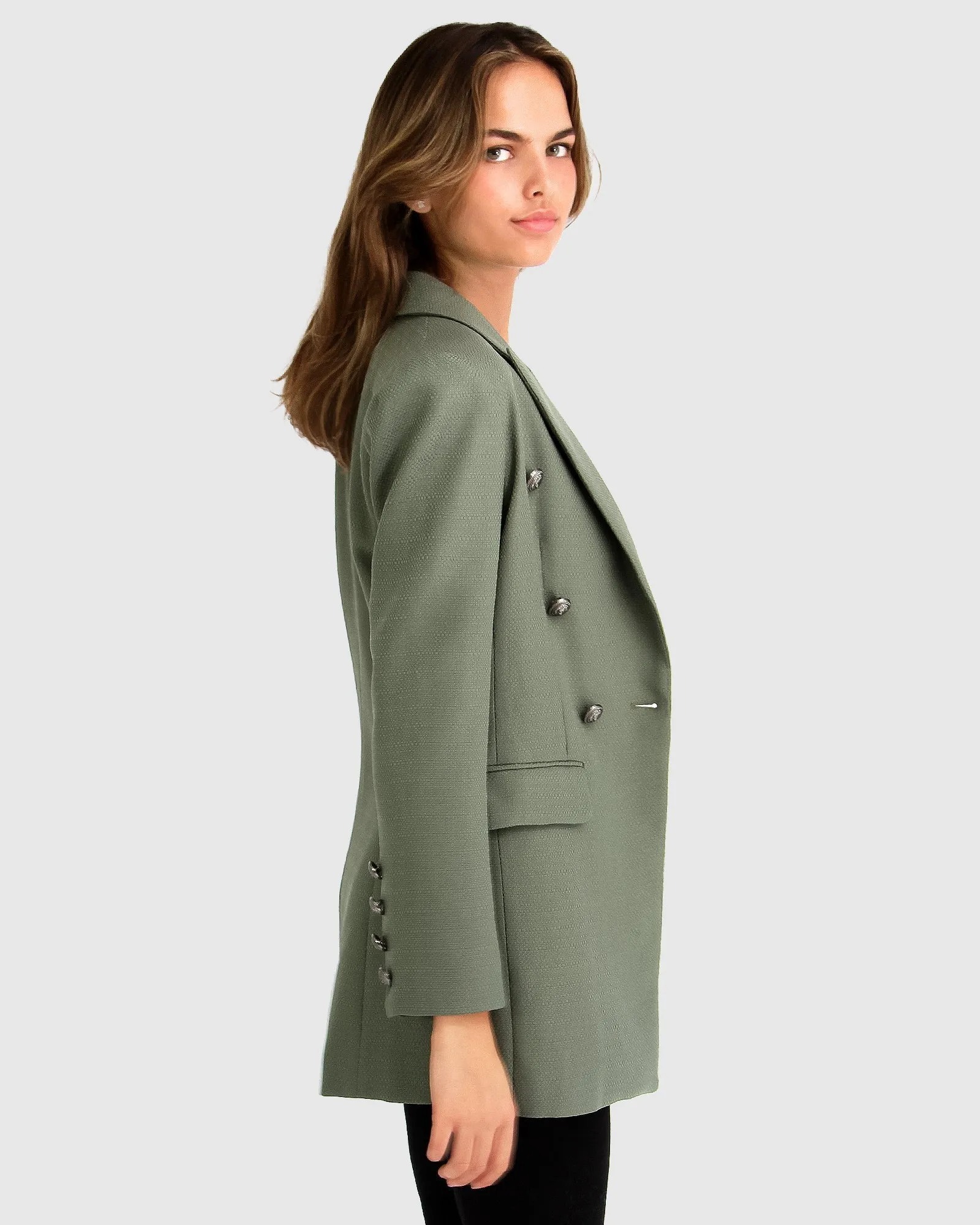 Princess Polina Textured Weave Blazer - Military