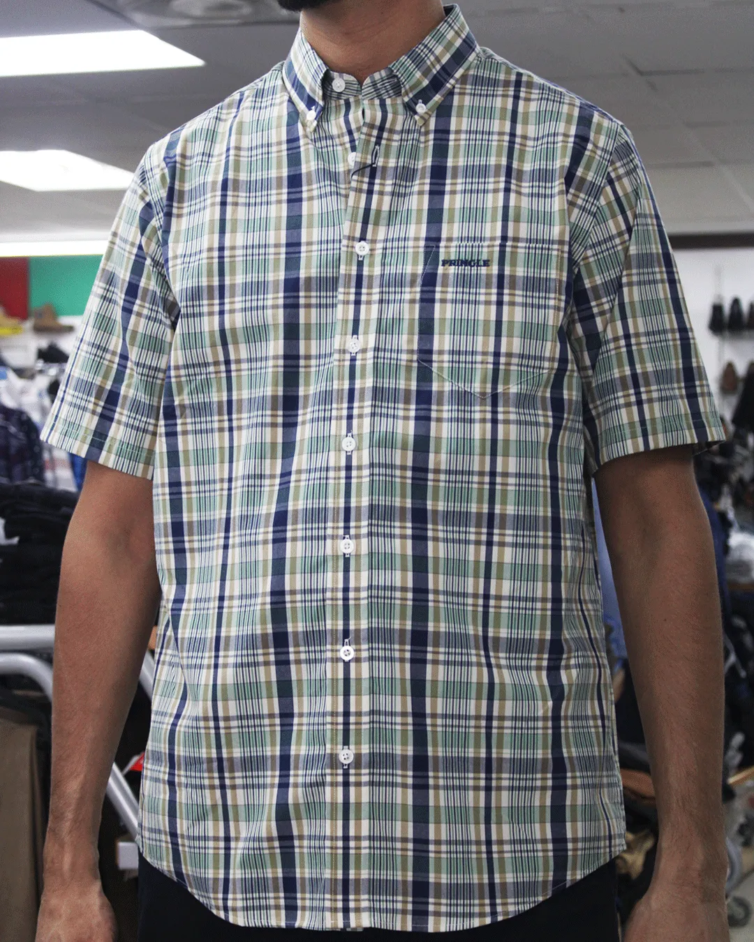 Pringle SS Green Check Shirt