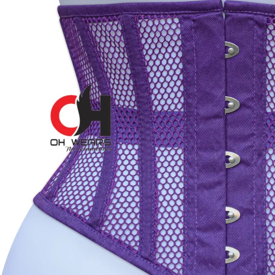 Purple Mesh Underbust Corset Steel Boned Waist Cincher