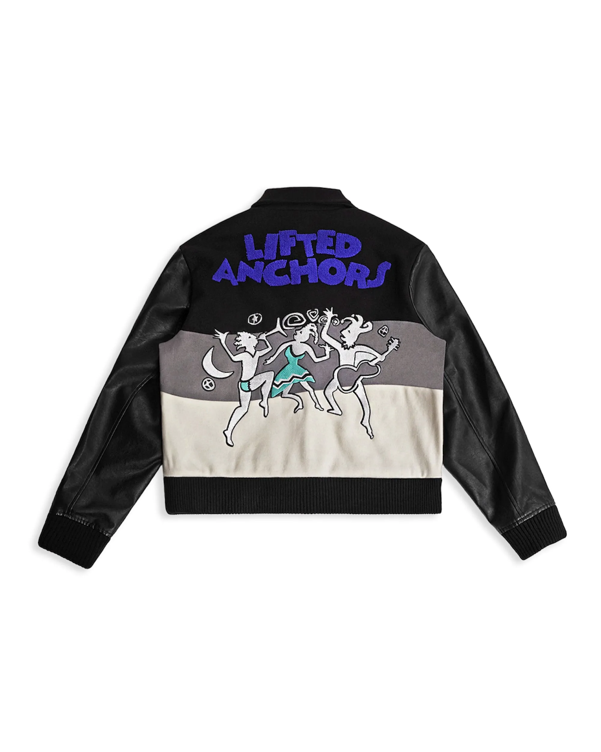 "House Party" Collared Varsity Jacket (Black)