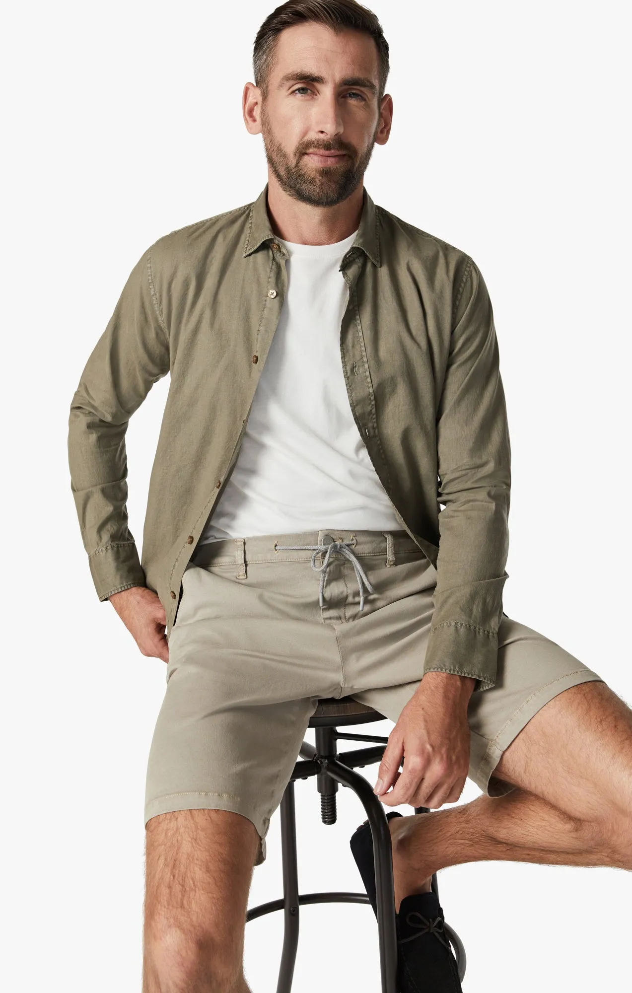 Ravenna Drawstring Shorts In Aluminum Soft Touch