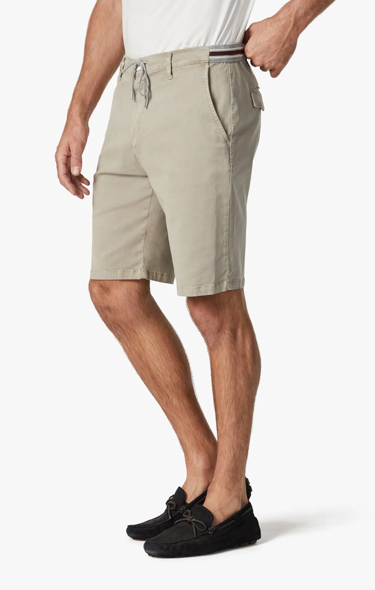 Ravenna Drawstring Shorts In Aluminum Soft Touch