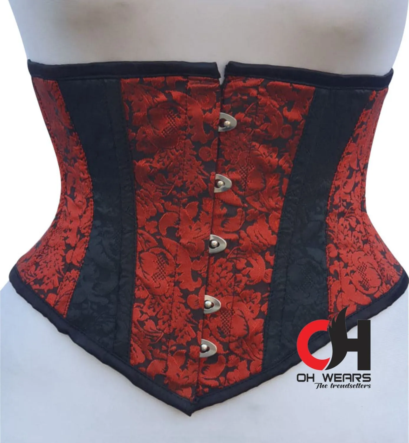 Red Brocade Underbust - Steel Boned