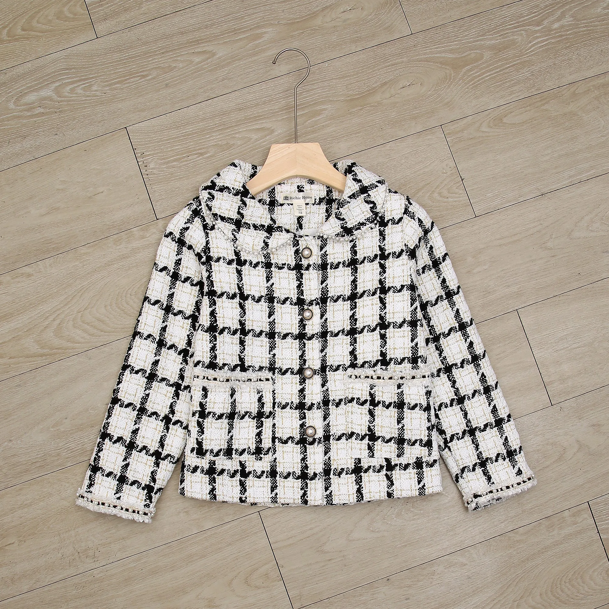 RH Girls Plaid Skirt 2P Set Long Sleeve Jacket Coat Party Dress Skirt Fall Outfit 3-10T RHK3008